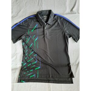 Adidas Golf Men's Medium Black/Green Breathable Stretch Performance Polo